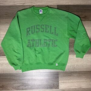 Vintage Early 90s Russell Athletic Green Logo Sweatshirt